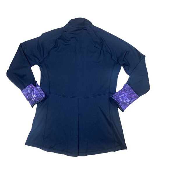 Danskin Black Full Zip Track Jacket – Purple Paisley Collar & Cuffs (Size M) - Picture 4 of 6